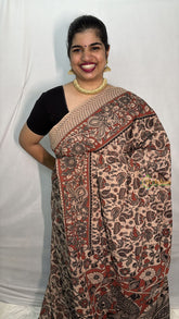 Vriksham Skin Color Kalamkari Cotton Saree With Gatti Border-VS4536